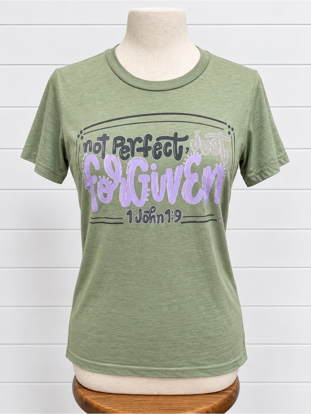 Not Perfect Just Forgiven Graphic Tee - Sage Green